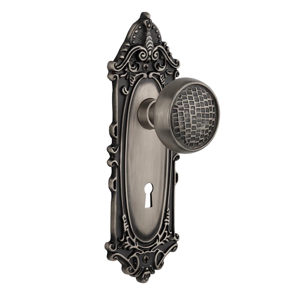 Nostalgic Warehouse VICCRA Single Dummy Knob Victorian Plate with Craftsman Knob and Keyhole in Antique Pewter